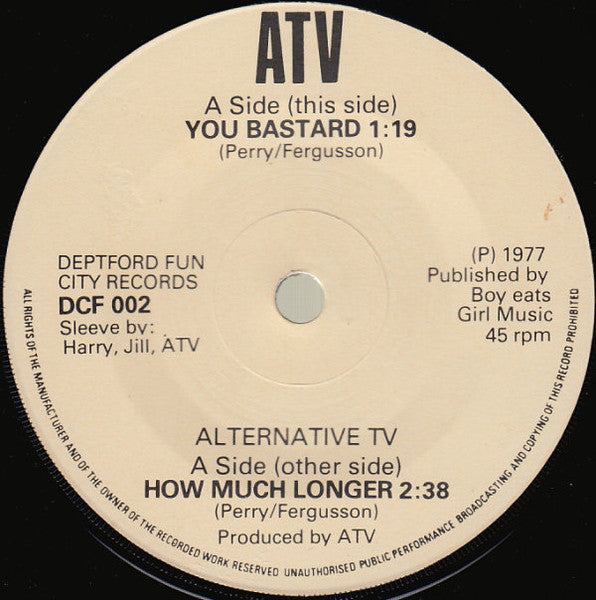 Alternative TV : How Much Longer / You Bastard (7",45 RPM,Single)