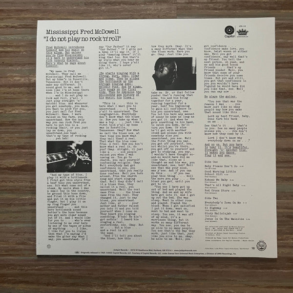 Mississippi Fred McDowell* : I Do Not Play No Rock 'N' Roll (LP, Album, RE, Mid)