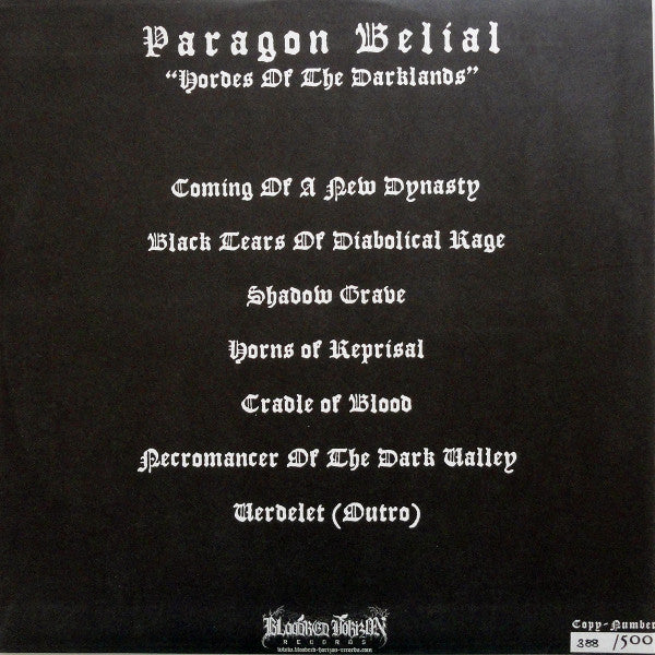 Paragon Belial : Hordes Of The Darklands (LP,Album,Limited Edition,Numbered)