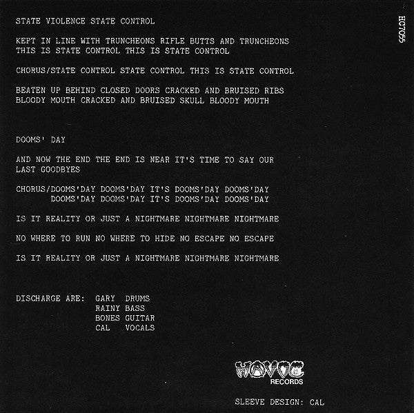 Discharge : State Violence State Control (7",45 RPM,Single,Reissue)