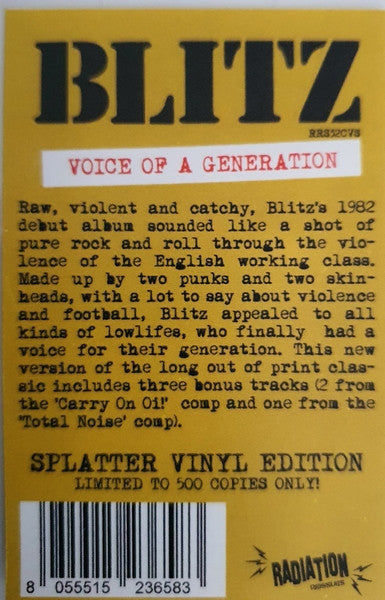 Blitz (3) : Voice Of A Generation (LP,Album,Limited Edition,Reissue,Stereo)