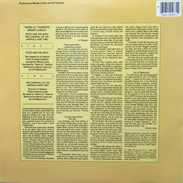 "Weird Al" Yankovic, Wendy Carlos : Peter & The Wolf / Carnival Of The Animals - Part II (LP)
