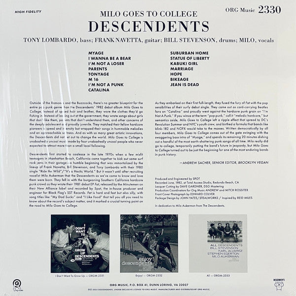 Descendents : Milo Goes To College (LP,Limited Edition,Reissue,Remastered)