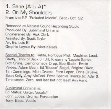 Timescape Zero / Subliminal Criminal (3) : Timescape Zero / Subliminal Criminal (7")