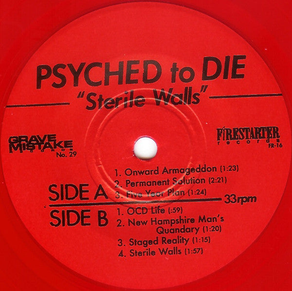 Psyched To Die : Sterile Walls (7",EP,33 ⅓ RPM)