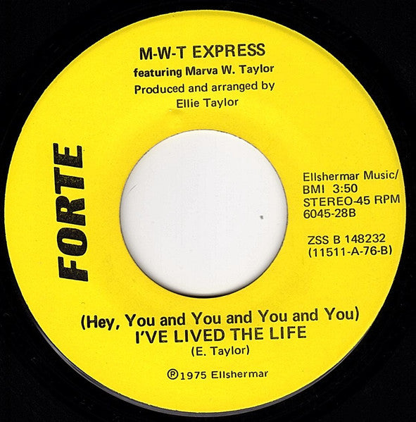 M-W-T Express Featuring Marva Whitney : Nothing I'd Rather Be (Than Your Weakness) / (Hey, You And You And You And You) I've Lived The Life (7")