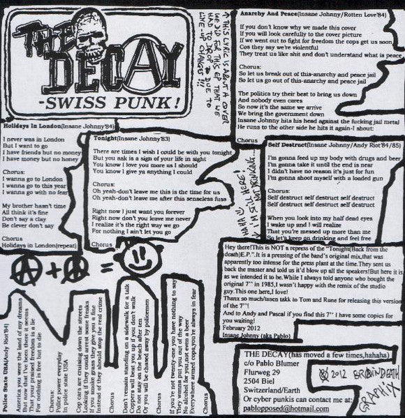 The Decay : Tonight, (Back From The Death) E.P. (7", EP, RE)