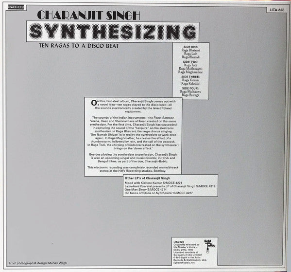 Charanjit Singh : Synthesizing - Ten Ragas To A Disco Beat (LP,Album,Reissue,Remastered,Stereo)