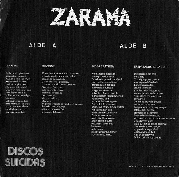 Zarama : Gaua Apurtu Arte (LP)