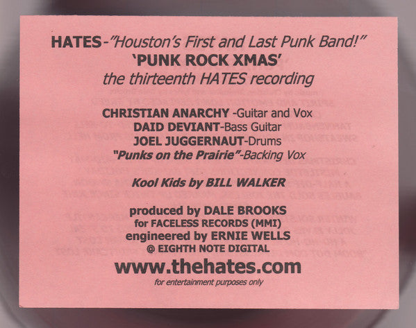 Hates : Punk Rock Xmas (7", Red)