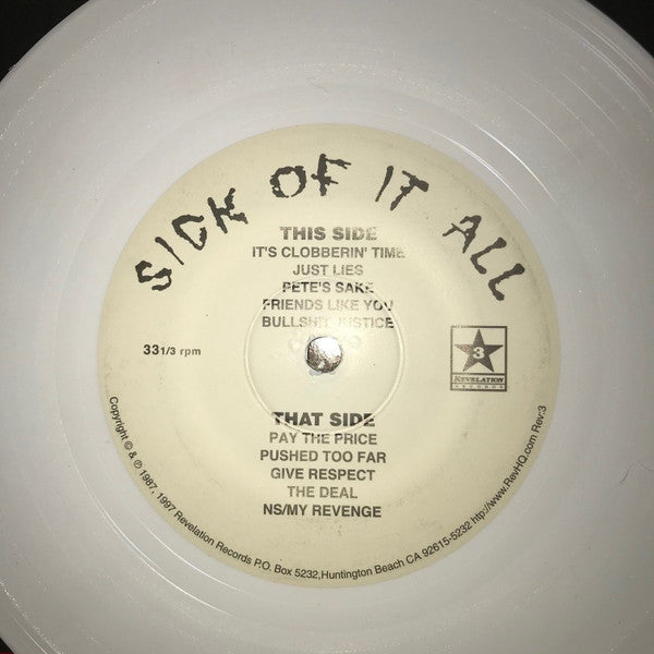 Sick Of It All : Sick Of It All (7",33 ⅓ RPM,Reissue,Repress)