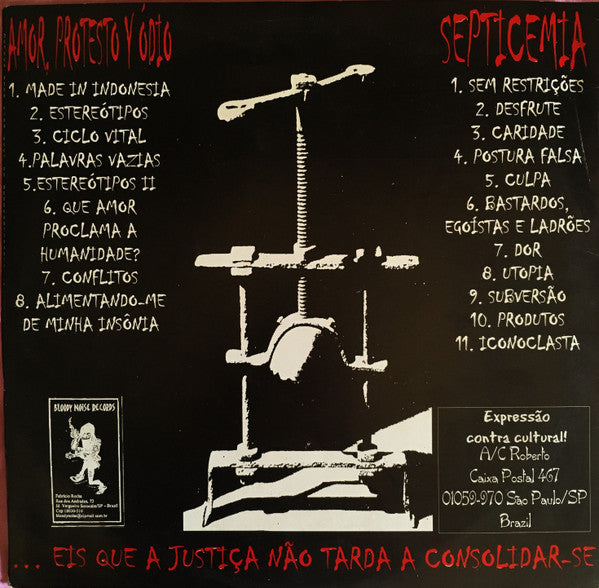 Amor, Protesto Y Ódio / Septicemia (3) : Split LP (LP)