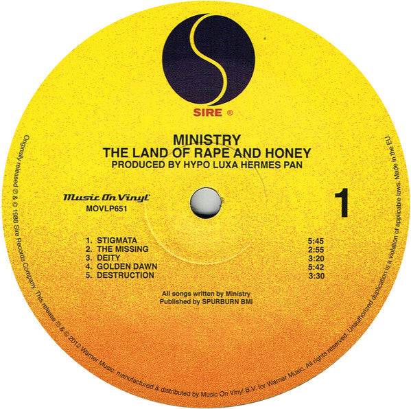 Ministry : The Land Of Rape And Honey (LP,Album,Reissue)