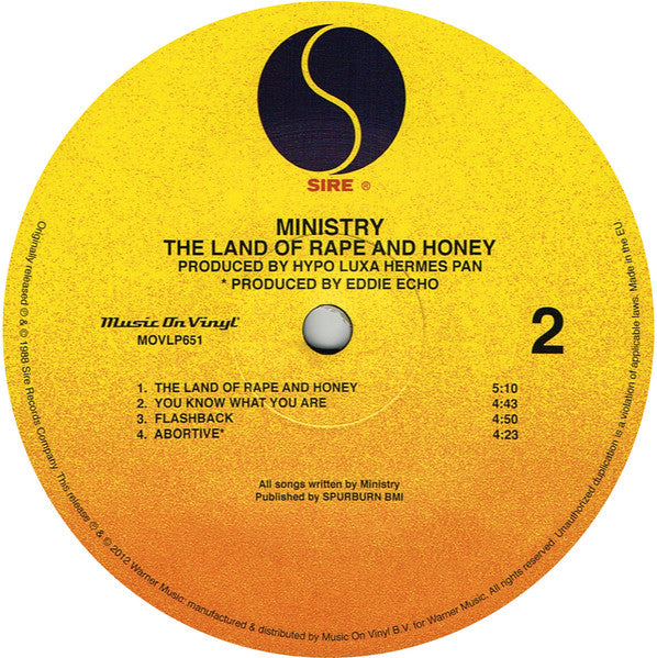 Ministry : The Land Of Rape And Honey (LP,Album,Reissue)