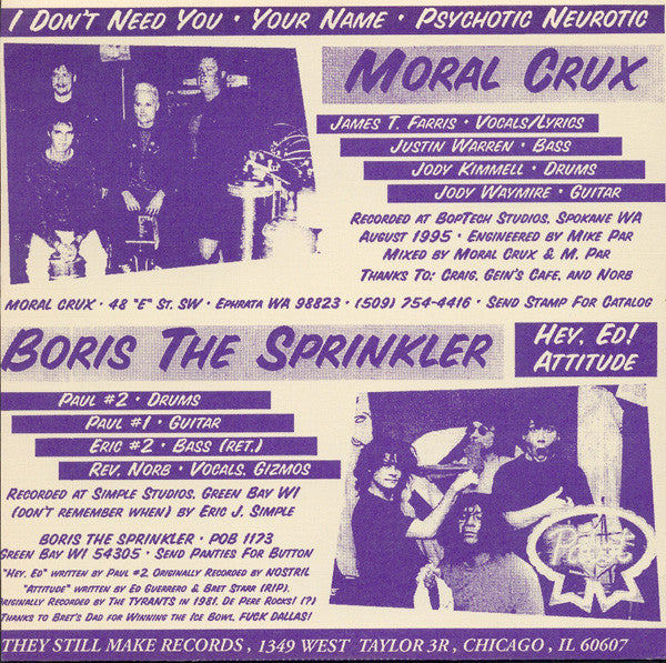 Moral Crux / Boris The Sprinkler : Split 7" (7")