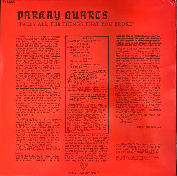 Parquet Courts : Tally All The Things That You Broke (12",45 RPM,EP)