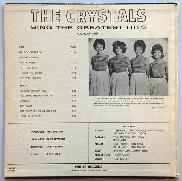 Crystals, The : Sing The Greatest Hits Volume 1 (LP,Album,Compilation)