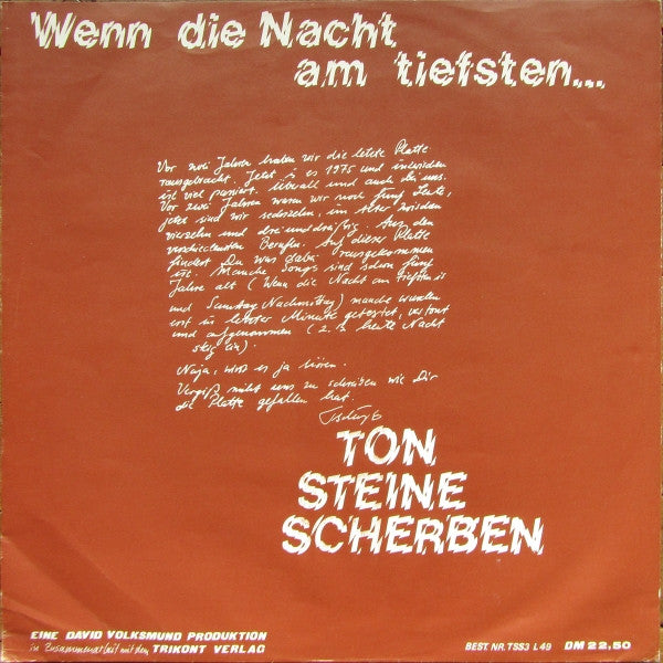 Ton Steine Scherben : Wenn Die Nacht Am Tiefsten... (LP,Album,Reissue)