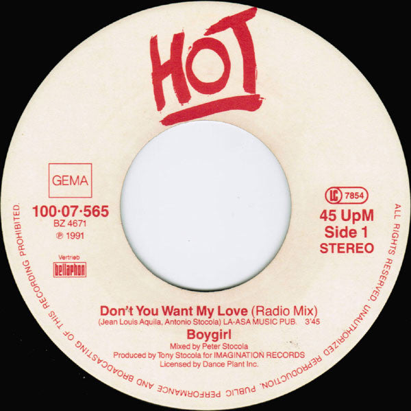 Boy Girl : Don't You Want My Love (7",45 RPM,Single)