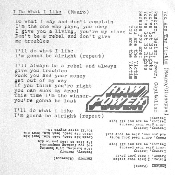 Raw Power (2) : Wop Hour (7",45 RPM,EP)