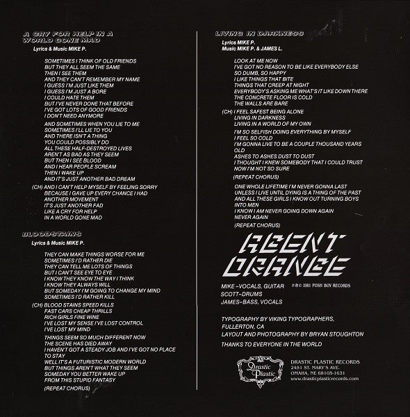 Agent Orange (7) : Living In Darkness (LP,Album,Limited Edition,Numbered,Reissue,Remastered)