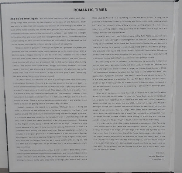 Lewis (20) : Romantic Times (LP, Album, Ltd, RE, RM)