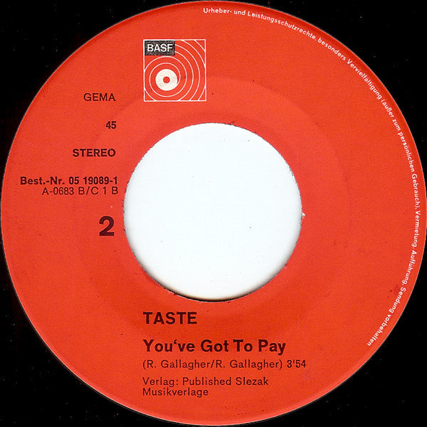 Taste (2) : Wee Wee Baby / You've Got To Pay (7",45 RPM,Single)