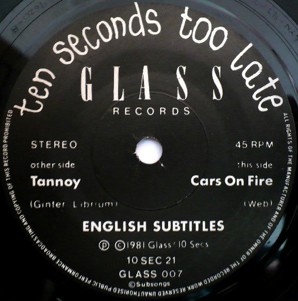 English Subtitles : Tannoy / Cars On Fire (7", Single)