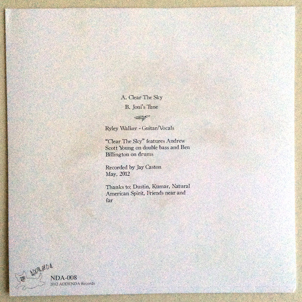 Ryley Walker : Clear The Sky (7", Ltd, Gol)