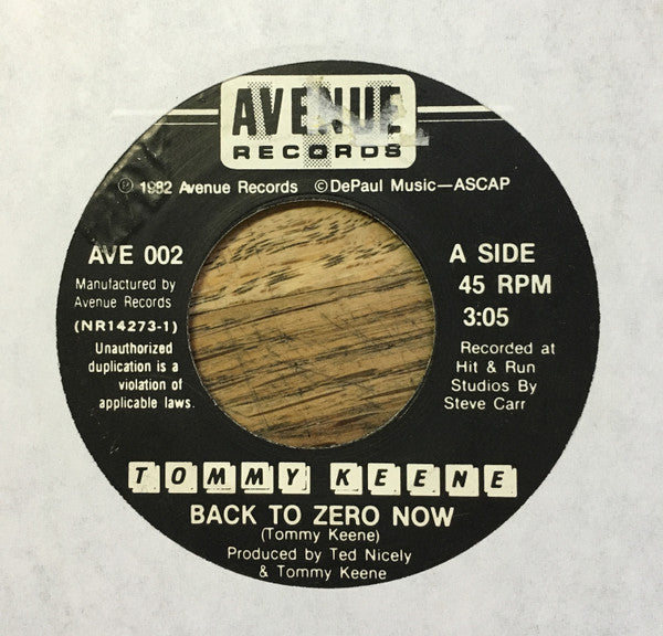 Tommy Keene : Back To Zero Now (7",45 RPM,Single)