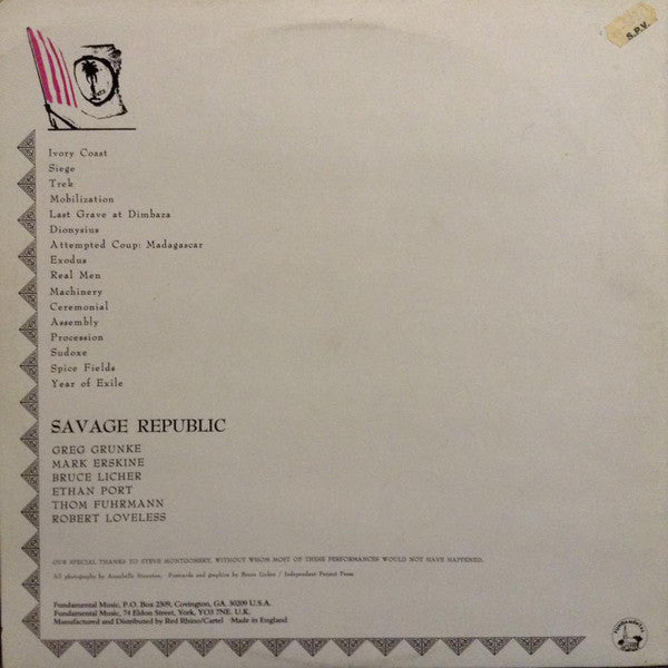 Savage Republic : Live Trek 1985 - 1986 (2xLP, Album)