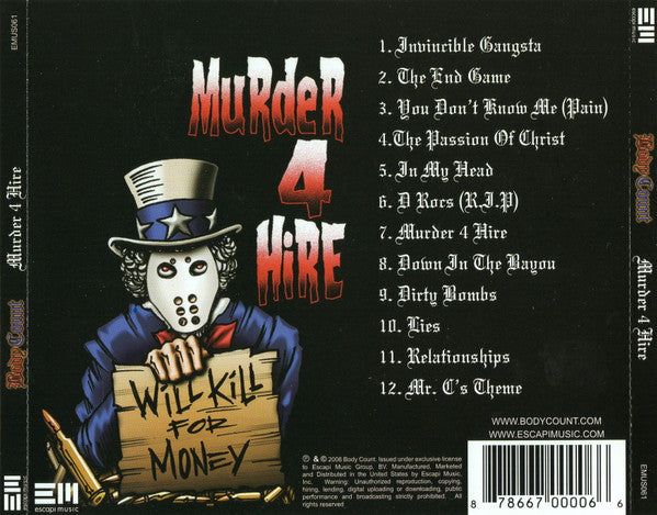 Body Count (2) : Murder 4 Hire (CD, Album)