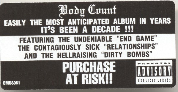 Body Count (2) : Murder 4 Hire (CD, Album)