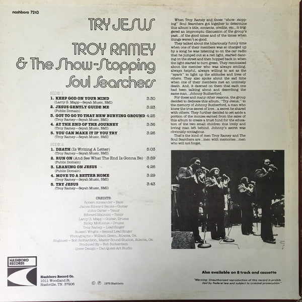 Troy Ramey & The Soul Searchers : Try Jesus (LP)