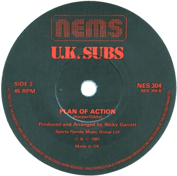 UK Subs : Countdown (7",Single,45 RPM)