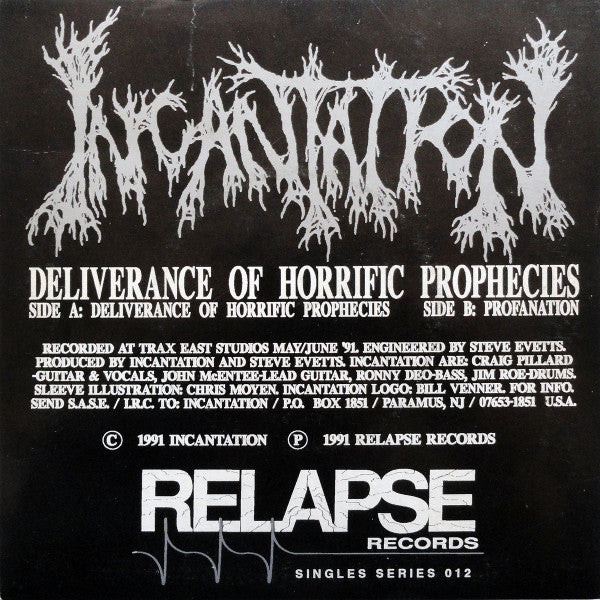 Incantation : Deliverance Of Horrific Prophecies (7",33 ⅓ RPM,Single)