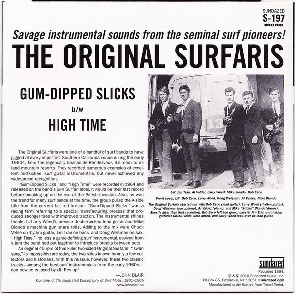 Original Surfaris, The : Gum-Dipped Slicks / High Time (7",45 RPM,Reissue,Mono)