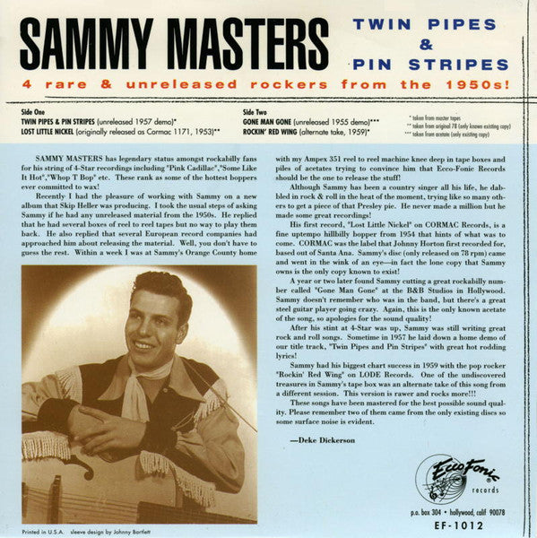 Sammy Masters : Twin Pipes And Pin Stripes (7",45 RPM)