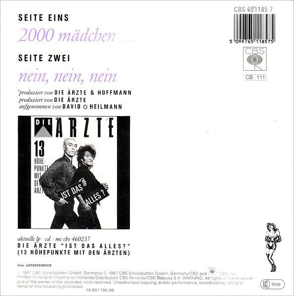 Die Ärzte : 2000 Mädchen (7", Single)